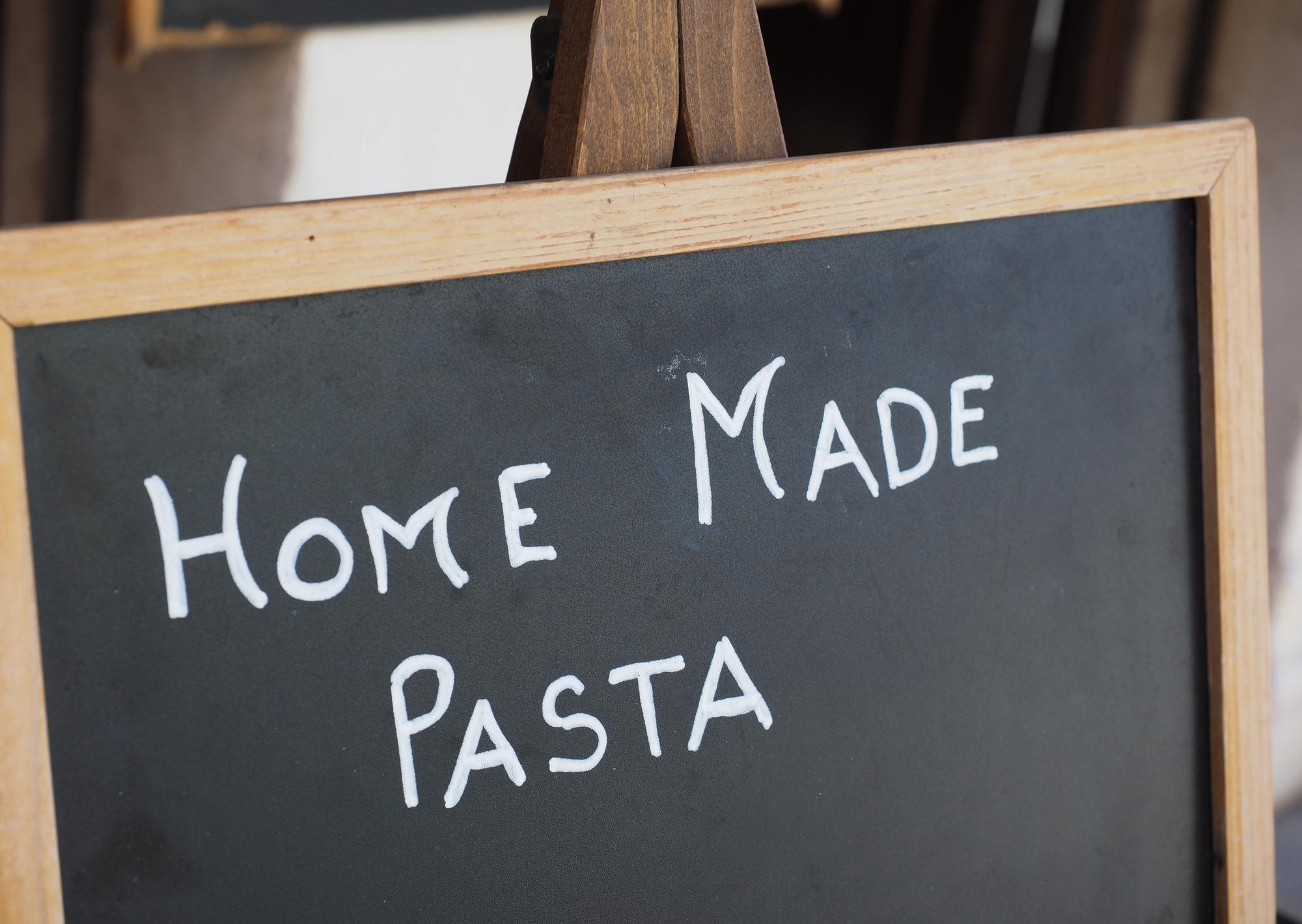 Artisanal pasta maker branding close-up