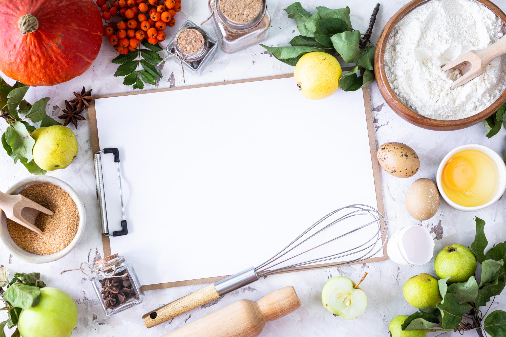 Course layout and recipe cards on table